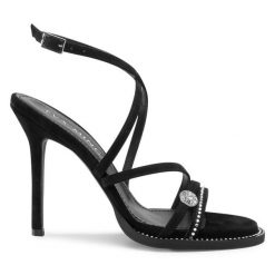 Sandały Eva Minge. Czarne sandały damskie Eva Minge, bez wzorów, bez obcasa, na szpilce, bez zapięcia. Za 479.99 zł.