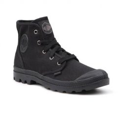 Buty do chodzenia damskie Palladium Pampa HI. Czarne obuwie sportowe damskie Palladium, bez wzorów, z gumy, bez zapięcia, trekkingowe. Za 459.00 zł.