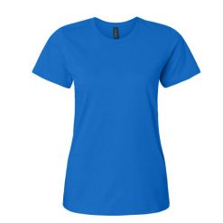 Damska Koszulka Softstyle O Średniej Grubości. Białe bluzki damskie GILDAN, xl, bez wzorów, sportowe, bez kołnierzyka, bez ramiączek. Za 47.99 zł.