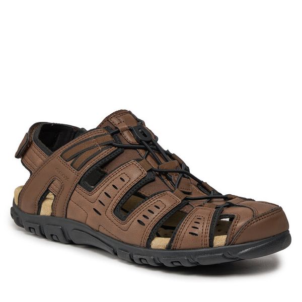 Sandały Geox. Brązowe sandały męskie Geox, bez wzorów, bez zapięcia. Za 265.99 zł.