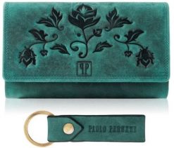 Zestaw prezentowy dla kobiet ZUP-95-GR portfel damski skórzany T-05-GR breloczek vintage T-87-HGR. Portfele damskie Paolo Peruzzi. Za 168.93 zł.