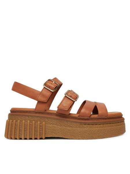 Clarks Sandały Evamar Strap 26185889 Brązowy. Brązowe sandały damskie Clarks, bez wzorów, ze skóry, bez obcasa, na płaskiej podeszwie, bez zapięcia. Za 322.99 zł.