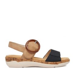 Sandały Remonte. Brązowe sandały damskie Remonte, bez wzorów, bez obcasa, na płaskiej podeszwie, bez zapięcia. Za 349.99 zł.