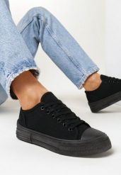 Czarne Sznurowane Trampki Przed Kostkę Alaleta. Czarne trampki i tenisówki damskie Born2be, bez wzorów, z jeansu, przed kostkę, bez zapięcia. Za 34.99 zł.