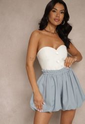Niebieskie Szorty o Kroju Bombki Toselira. Niebieskie szorty damskie Renee, bez wzorów, eleganckie. Za 49.99 zł.
