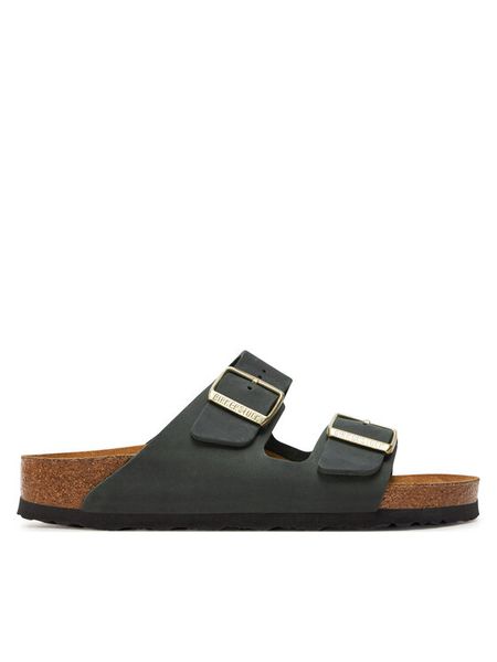 Birkenstock Klapki Arizona Leoi 1028030 Zielony. Zielone klapki damskie Birkenstock, bez wzorów, ze skóry, bez obcasa, bez zapięcia. Za 399.99 zł.