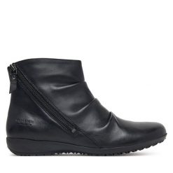 Botki Josef Seibel. Czarne botki damskie Josef Seibel, bez wzorów, bez obcasa, na płaskiej podeszwie, bez zapięcia. Za 449.99 zł.