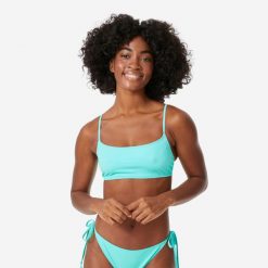 Góra kostiumu kąpielowego damska Roxy Braletka. Niebieskie bikini Roxy, bez wzorów, z tkaniny. Za 79.99 zł.