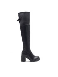 DeeZee Kozaki Rachel HL220437 Czarny. Czarne kozaki damskie DeeZee, bez wzorów, z syntetyku, bez obcasa, na słupku, bez zapięcia. Za 175.99 zł.
