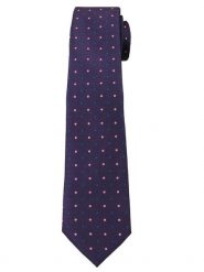 Fioletowy Elegancki Krawat Męski -ALTIES- 6 cm, w Niebiesko-Różowe Kropki. Czerwone krawaty i muchy Alties, bez wzorów, z tkaniny, eleganckie. Za 49.00 zł.