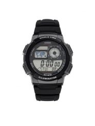 Casio Zegarek AE-1000W-1BVEF Czarny. Czarne, cyfrowe zegarki męskie Casio, bez wzorów. Za 199.99 zł.
