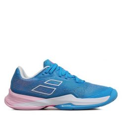 Buty do tenisa Babolat. Niebieskie obuwie sportowe damskie BABOLAT, bez wzorów, bez zapięcia, tenisowe. Za 469.99 zł.