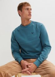 Bluza dresowa regular fit. Niebieskie bluzy męskie bonprix, l, bez wzorów, z dresówki, bez ramiączek, bez kaptura. Za 84.99 zł.