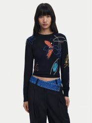 Desigual Sweter Arty 25WWJF33 Czarny Regular Fit. Czarne swetry nierozpinane damskie Desigual, xl, bez wzorów, z wiskozy, bez kołnierzyka, bez ramiączek. Za 219.99 zł.