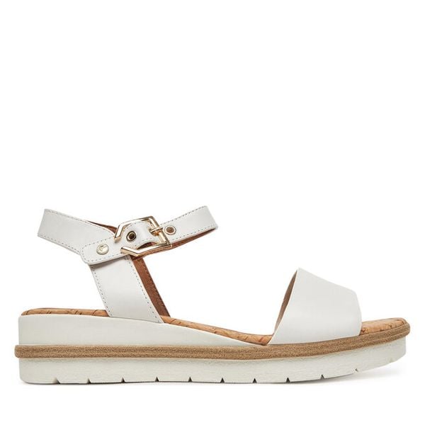 Sandały Tamaris. Białe sandały damskie Tamaris, bez wzorów, bez obcasa, na koturnie, bez zapięcia. Za 229.99 zł.