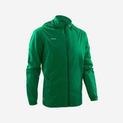 Kurtka przeciwdeszczowa Kipsta Viralto Club. Zielone kurtki męskie KIPSTA, xl, bez wzorów, z materiału, sportowe, bez kaptura. Za 99.99 zł.