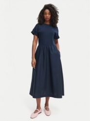 Tommy Hilfiger Sukienka codzienna WW0WW51148 Granatowy Regular Fit. Niebieskie sukienki damskie Tommy Hilfiger, na co dzień, s, bez wzorów, z bawełny, bez kołnierzyka, bez ramiączek, proste. Za 498.99 zł.