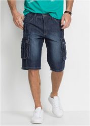 Bermudy dżinsowe bojówki Regular Fit. Niebieskie jeansy męskie bonprix, z denimu, eleganckie. Za 134.99 zł.