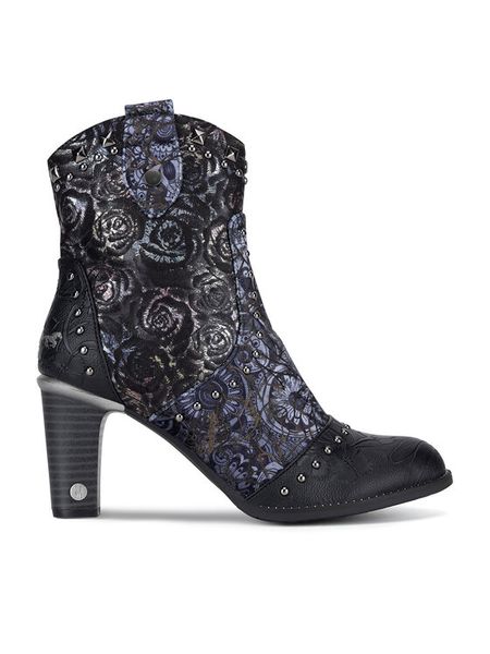 Mustang Botki 1335-505 Czarny. Czarne botki damskie Mustang, bez wzorów, z materiału, bez obcasa, na słupku, bez zapięcia. Za 258.99 zł.