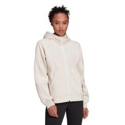 Bluza damska Adidas Sportswear Studio Lounge Fleece Hooded Full-Zip Hoodie. Brązowe bluzy damskie Adidas, s, bez wzorów, z bawełny, bez ramiączek, bez kaptura. Za 312.00 zł.