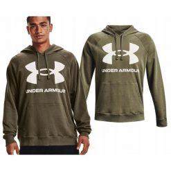 Bluza sportowa dla mężczyzn Under Armour Rival feelce big logo. Zielone bluzy sportowe męskie Under Armour, m, bez wzorów, bez kaptura, na fitness i siłownię. W wyprzedaży za 170.90 zł.