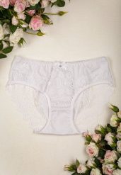 Białe Bawełniane Majtki z Koronkowymi Wstawkami Typu Figi Norie. Białe majtki damskie Born2be, z bawełny. Za 9.99 zł.