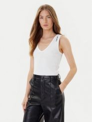 KARL LAGERFELD Top A3W17005 Biały Slim Fit. Białe topy damskie KARL LAGERFELD, l, bez wzorów, z bawełny, bez kołnierzyka, bez ramiączek. Za 239.99 zł.
