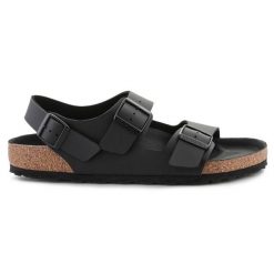 Sandały Birkenstock Milano Bs M 1024997 czarne. Czarne sandały męskie bez wzorów, z materiału, bez zapięcia. Za 640.44 zł.