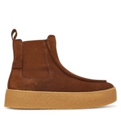 Botki Tamaris. Brązowe botki damskie Tamaris, bez wzorów, bez obcasa, na płaskiej podeszwie, bez zapięcia. Za 484.99 zł.