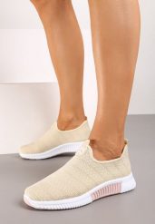 Beżowe Buty Sportowe Jynynore. Brązowe obuwie sportowe damskie Born2be, bez wzorów, z okrągłym noskiem, bez zapięcia. Za 39.99 zł.