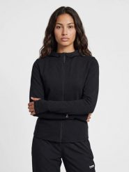 Hummel Zip Jacket hmlFOUNDATION – dopasowana bluza z elastycznej bawełny – BLACK. Czarne bluzy damskie Hummel, s, bez wzorów, z bawełny, bez ramiączek, z kapturem. Za 205.41 zł.