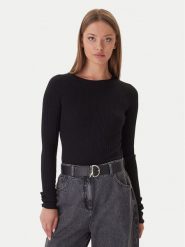 Patrizia Pepe Sweter 2K0337/K7S0-K103 Czarny Slim Fit. Czarne swetry nierozpinane damskie Patrizia Pepe, s, bez wzorów, z wiskozy, bez kołnierzyka, bez ramiączek. Za 829.99 zł.