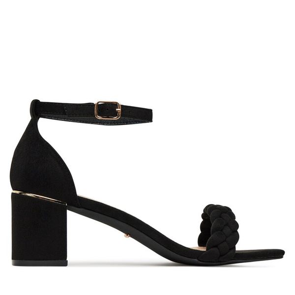 Sandały DeeZee. Czarne sandały damskie DeeZee, bez wzorów, bez obcasa, na słupku, bez zapięcia. Za 129.99 zł.