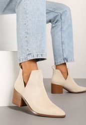 Beżowe Botki na Słupku Vices Ozdobione Wycięciem Annavin. Brązowe botki damskie Renee, na jesień, bez wzorów, eleganckie, bez obcasa, na obcasie, bez zapięcia. Za 109.99 zł.