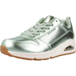 Buty SKECHERS UNO - METALLIXS Zielony. Zielone obuwie sportowe damskie Skechers, bez wzorów, ze skóry ekologicznej, bez zapięcia. Za 408.99 zł.