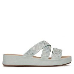 Klapki Clara Barson. Niebieskie klapki damskie Clara Barson, bez wzorów, bez obcasa, bez zapięcia. Za 71.99 zł.
