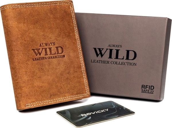 Always Wild Pionowy, składany portfel męski z zewnętrzną kieszonką na kartę Always Wild Nie dotyczy. Portfele męskie Always Wild, bez wzorów. Za 96.19 zł.