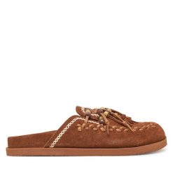 Klapki Bronx. Brązowe klapki damskie Bronx, bez wzorów, bez obcasa, bez zapięcia. Za 349.99 zł.