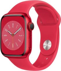 Smartwatch Apple Watch 8 GPS + Cellular 41mm Red Alu Sport Czerwony (MNJ23WB/A). Czerwone zegarki smartwatch Apple, bez wzorów. Za 1,505.05 zł.