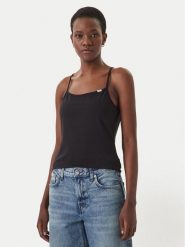 Calvin Klein Jeans Top LV047F259G Czarny Slim Fit. Czarne topy damskie Calvin Klein Jeans, l, bez wzorów, z bawełny, bez kołnierzyka, bez ramiączek. Za 129.99 zł.