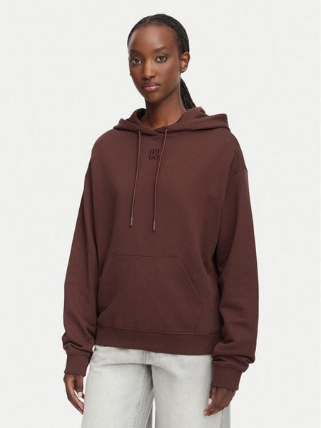HUGO Bluza Delfinia 50522423 Brązowy Regular Fit. Brązowe bluzy damskie Hugo, s, bez wzorów, z bawełny, bez ramiączek, bez kaptura. Za 498.99 zł.