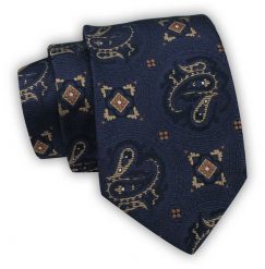 Krawat Alties (7 cm) - Figury Geometryczne, Granatowy. Niebieskie krawaty i muchy Alties, bez wzorów, z tkaniny, eleganckie. Za 49.00 zł.