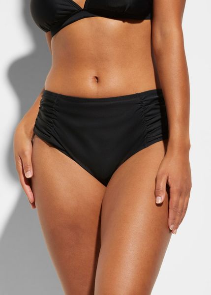 Figi bikini shape, lekki stopień modelowania sylwetki. Czarne bikini bonprix, bez wzorów. Za 79.99 zł.
