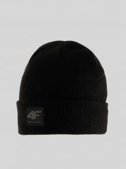 4F Czapka beanie męska - czarna Uniwersalny. Czarne czapki męskie 4F, na zimę, bez wzorów, z dzianiny. Za 49.99 zł.