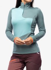 Bluza termiczna damska Ortovox Fleece Light Zip Neck. Zielone bluzy damskie ORTOVOX, na zimę, m, bez wzorów, z dzianiny, bez ramiączek, bez kaptura. Za 637.99 zł.