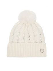 Guess Czapka AW5385 POL01 Biały. Białe czapki damskie Guess, na zimę, z aplikacjami. Za 99.99 zł.