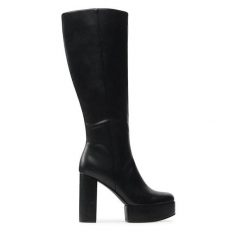 Kozaki Jenny Fairy. Czarne kozaki damskie Jenny Fairy, bez wzorów, bez obcasa, na słupku, bez zapięcia. Za 229.99 zł.