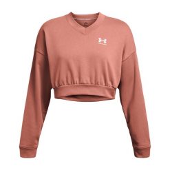 Bluza treningowa damska Under Armour Rival Terry Os Crop Crew. Czerwone bluzy damskie Under Armour, m, bez wzorów, sportowe, bez ramiączek, bez kaptura. Za 209.99 zł.