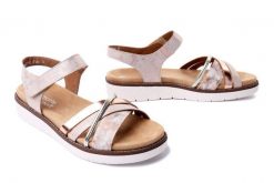 RIEKER REMONTE D2058-31 pink, sandały damskie. Czerwone sandały damskie Rieker Remonte, bez wzorów, bez obcasa, na obcasie, bez zapięcia. Za 263.92 zł.