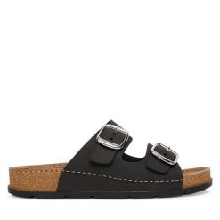 Klapki Scholl. Czarne klapki damskie Scholl, bez wzorów, bez obcasa, bez zapięcia. Za 409.99 zł.